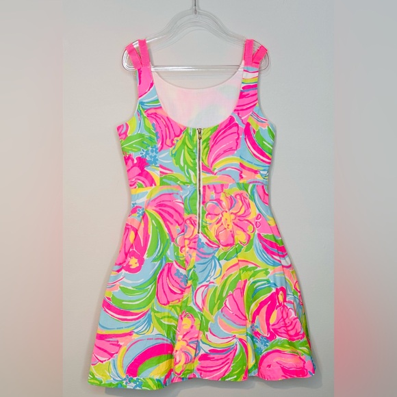 Lilly Pulitzer Girl’s Charlie So A Peeling Pink Green Cotton Floral Dress - Picture 2 of 12